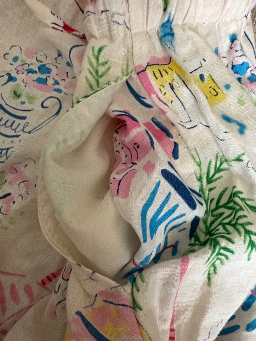 Calypso St. Barth Ivory Midi Skirt with Pink, Blue, Yellow & Green Print - Picture 4 of 7